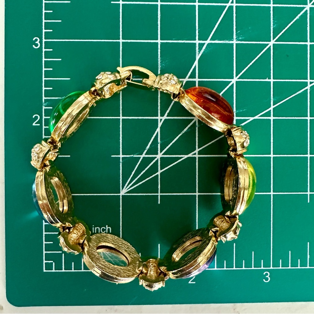 Vtg Park Lane Multi-Colored “Gemstone” Gold-Tone Bracelet - Picture 9 of 10